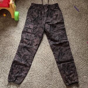 Fashion Nova Burgundy Floral Cargo Pants